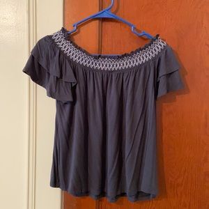AE soft & sexy gray off the shoulder top
